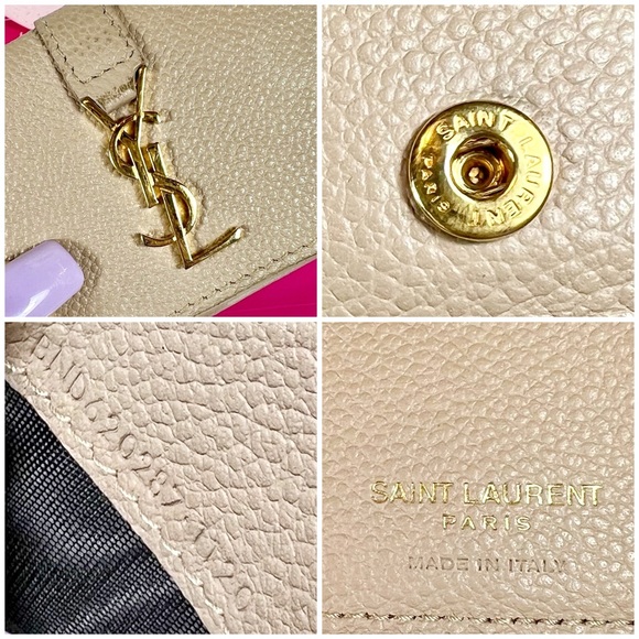 Saint Laurent Taupe Calfskin Line Flap Compact Wallet - Picture 10 of 11